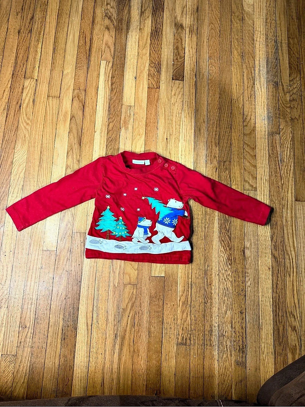 Jojo Maman bebe 18/4 polar bear Christmas applique top